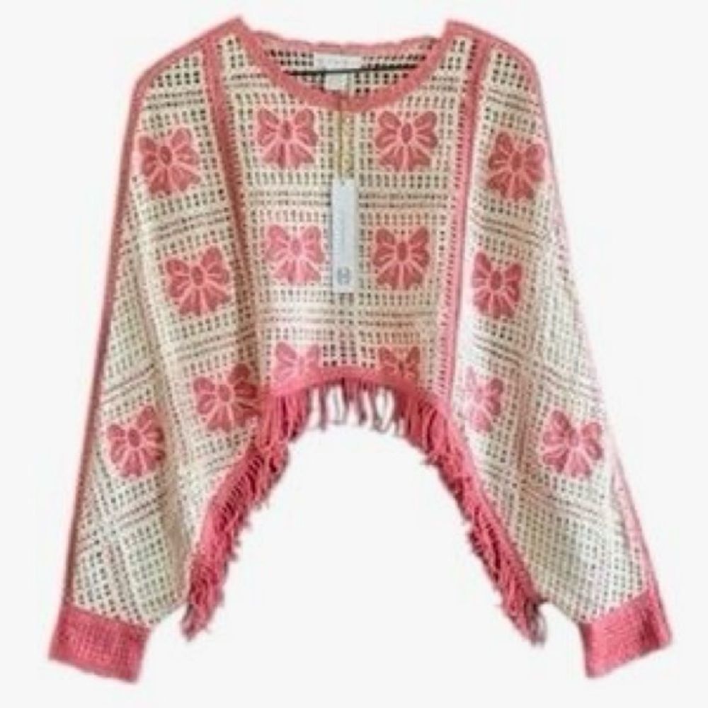 NWT House of Harlow 1960 Shrug Poncho | OS | Pink & Cream